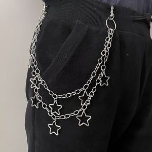 URBAG Star Pendant Metal Pants Chain Jewelry Accessories Hip-hop Jeans Pannts Chain Belts Hipster Punk Waist Link Hanging Chain for Women Men