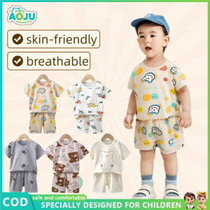 kangle Kids Set Boys Short Sleeved Summer Outfit Cute Cartoon Printed Suit For 0-6yrs