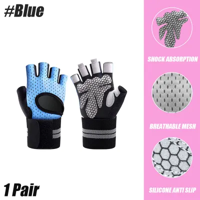 1 Pair Workout Gloves for Men and Women Weight Lifting Gloves with Wrist Wraps Support for Gym Training Full Palm Protection for Fitness Weightlifting Exercise Hanging Pull ups