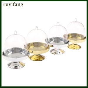 ruyifang 4PCS CLEAR Candy ผู้ถือขนมคัพเค้กแสดงขาตั้งถาดแต่งงานของขวัญ boxs