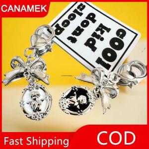 【CANAMEK】 Retro Thiên Thần Keychain Cô Gái Cho Phụ Nữ Cô Gái Dễ Thương Bowknot Keyring Xe Móc Chìa Khóa Chủ Đính Túi Charms Mặt Dây Chuyền Đồ Trang Sức Quà Tặng