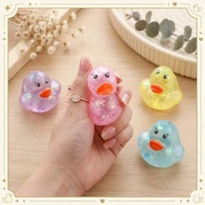 DOWNA Mềm mại Đồ chơi bóp hình con vịt Màu sắc ngẫu nhiên tuyến lấp lánh Đồ chơi cảm giác giác quan Phong cách Kawaii Kết cấu Maltose Đồ chơi giải tỏa căng thẳng Giảm căng thẳng