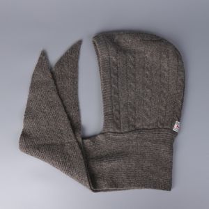 RGFV Solid Color Knitted Balaclava Hat Wool Blend Beanie Hat and Scarf 2-in-1 Fashion Warm Twists Hooded Cap Winter/Autumn