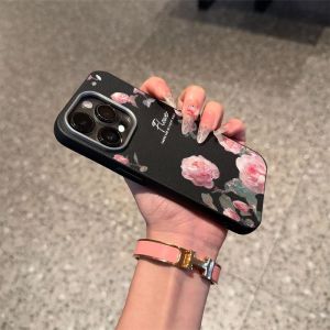 Phone Case For Realme C53 C51 C51S C55 C63 C61 C65S C65 C67 12 LITE C71 V11 C75 C73 C75X 14X 10 Casing Realme Note 50 60 60X 70 70T 5 5S 5i 6i C3 C3i C2 8 Pink Flower Leather Soft Case Cover PWJK1073A