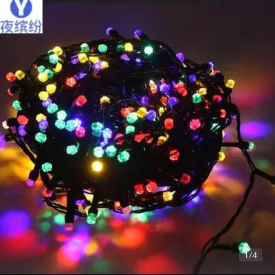 LED lights 20meters50m string lights indoor and outdoor decorative lights flash lighting engineering lights Christmas lights curtain lights running water lights ice bar lights pendant lights welcome lights Festive lights fishing V8 Hexagon Diamond lamp