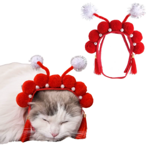 Chinese Theme Opera Headband for Cat Christmas Party Pet Dogs Masquerade Headband Winter Christmas Cosplay Supplies