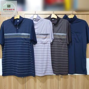 [HCM] Áo Thun Nam Trung Niên Sọc Ngang From Rộng Tay Lở Vải Thun Cotton Thoáng Mát SUNMEN Freesize (60-80kg)