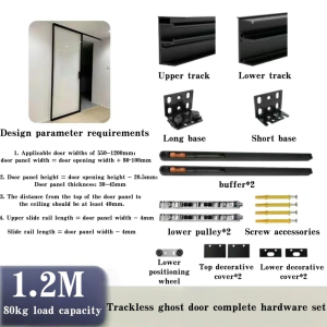 Ghost Concealed Soft Close Sliding Barn Door Track Floating Back Hidden Sliding Door Rail Set