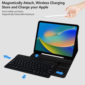 New iPad Pro 12.9 2022(6th Gen)Case with Keyboard for iPad 12.9-inch 4th/5th/3rd Generation 2020/2021/2018 with Smart Magic Wireless Keyboard - Bulit-in Pencil Holder - Auto Sleep/Wake Function