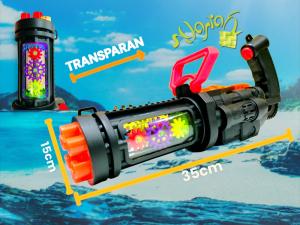 SYARIAH TOYS MAINAN ANAK PISTOL GATLING GEAR TRANSPARAN 3D LIGHT & SOUND SHOT GUN 2080-4