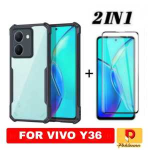Case Armor Shockproof Transparent Vivo Y36 4G / Y36 5G / Y35 PAKET 2IN1 Casing Black Edge Anti Crack