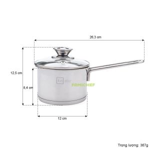 Quánh Nấu Cháo Bột 3 đáy Inox 430 Nắp Kính Chính Hãng Fivestar Nấu được Trên Bếp Từ Size (12cm / 14cm / 16cm )
