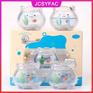 JCSYFAC 1pcs Máy tính để bàn trang trí mini trong suốt cá vàng Tank Jun biểu hiện mù hộp Kawaii Mini hình quà tặng bất ngờ