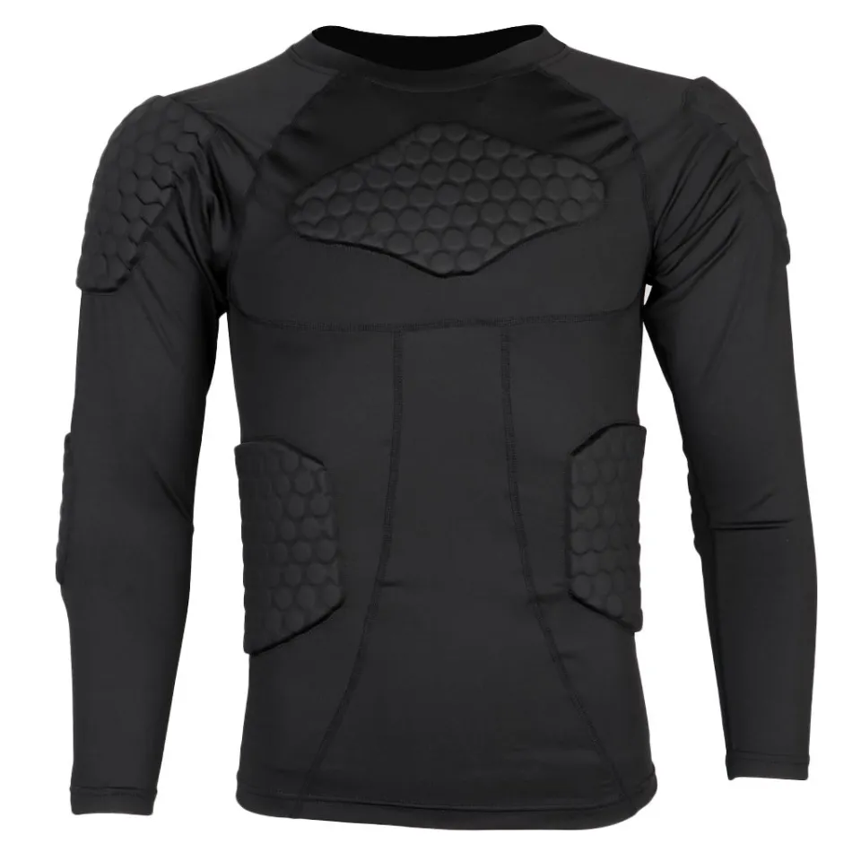 chulisia Youth Adult Padded Compression Shirts Long Sleeve Chest Protector Protective Sports Workout Safety T Shirts for Football Hockey Rugby Lazada PH