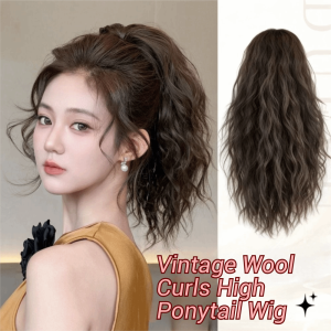 CRNGW 14inch Claw Clip In Ponytail Extensions Synthetic with Grab Clip Long Wavy Layered Ponytail Wig Heat Resistant Natural Fluffy Ponytail Hairpieces For Women
