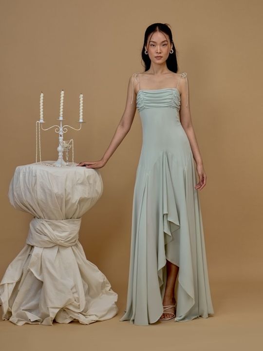 chinese dress ladies Ramy Brook Arina Halter Maxi Dress in Navy