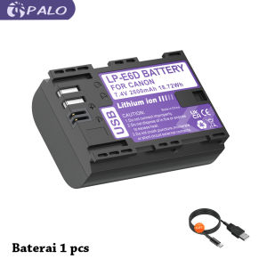 PALO Canon Battery LP-E6 / LP-E6N 2600 mAh Type-C Charging Port for baterai 80D 70D 60D 6D 6D2 7D 7D2 5D 5D2 5D3 etc