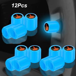 12PCS Luminous Wheels Cap Tire Valve Stem Universal Fluorescent Tire Valve Caps Glow Luminous at Night Air Caps Cover for Car Truck SUV Motorcycles Bike