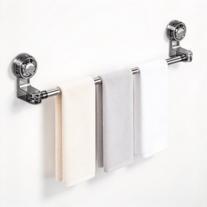 Towel Rack Suction Cup No Drill 360 Rotate Adjustable Wall Mounted Space Saving Easy Install for Home and Kitchen