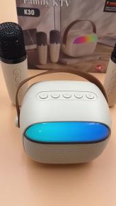 ไมโครโฟนไร้สาย K30บลูทูธไร้สายลำโพงเสียงแบบพกพาไฟ LED บ้านคาราโอเกะ