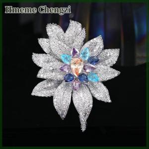 Hmeme Fashion Exquisite Luxury Rhinestone Flower Brooches For Women Clothing Coat Party Accessries Gifts