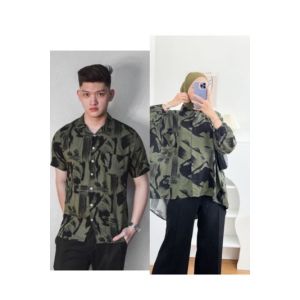 KEMEJA CAPEL PASANGAN/KEMEJA RAYON MOTIF/KEMEJA HAWAI MOTIF ABSTRAK TERBARU
