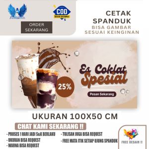 Cetak Spanduk Banner ES COKLAT SPESIAL Ukuran 100X50 cm Bisa Request