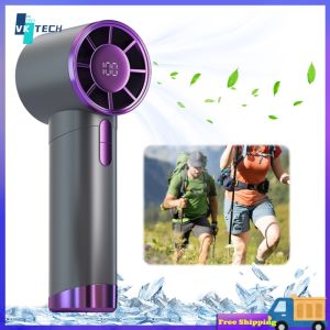 [ VKTECH ] Rechargeable Tower Fan with Turbo Function 100 Gear Wind Handheld Portable Fan for Indoor and Outdoor Cooling