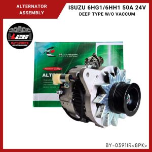 Isuzu 6HG1 6HH1 Alternator Assembly 50Amp 24v 8PK Deep Type without Vacuum BY-0391IR KHYBRID