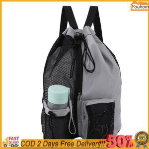 【24 hours delivery】 Shoulder Soccer Ball Backpacks Drawstring Beach Storage Backpacks with Wet Pockets Thickened Mesh Lightweight Comfortable for Outdoor Sports