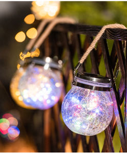Crackle Glass Ball Solar Lantern: Perfect Outdoor Patio & Yard Tree Lighting