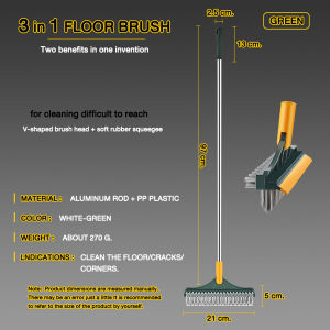 3 in 1 V-Shaped Floor Scrub Brush With Long Handle and 120-degree Rotating Brush Head Bathroom Kitchen Crevice Wall Corner Gap Household Detachable Cleaning Brush