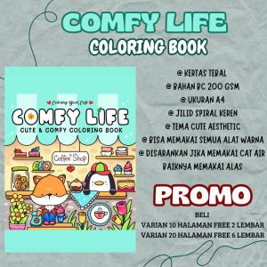 Buku Mewarnai COMFY LIFE Coloring Book Sketsa Menggambar Kualitas Kertas Premium Tebal 220 GSM Murah