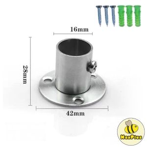 MaxPlus 1pcs Stainless steel Round Tube Pipe Curtain Rod Holder Flange Seat