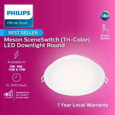 Philips Meson Scene Switch LED Downlight Tri-Color with regular switch | EyeComfort w Natural light & reduced glare