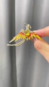 Elegant Crystal Phoenix Brooch Pin Colorful Bird Brooch Rhinestone Phoenix Brooch for Women Scarf Coat Accessories