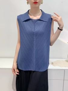 One Size Summer Peplum Top Womens Shirt Collar Sleeveless Casual Clothes for 45-75kg (S-786)