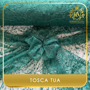 Kain Tile Bordir Mutiara Glitter Ranting per 50cm Bahan Kebaya Gaun Pesta Murah Lebar 125cm