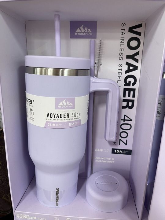 Hydrapeak Voyager 40oz Tumbler Handle Box Set Straw Lid Purple D ...