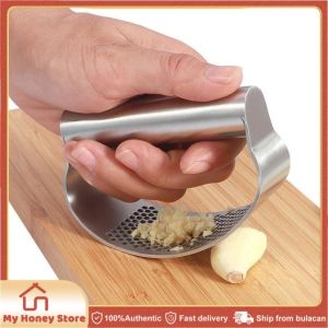 Upgraded Stainless Steel Garlic Press Squeezer Manual Garlic Ginger Rocker Crusher Garlic Cutting Mince Tools Kitchen Gadgets