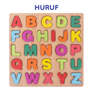 Bumi Damai Jigsaw Wooden Chunky Mainan Balok Puzzle Belajar Edukasi Anak Kayu 3D Mengenal Huruf ABC Angka dan Bentuk Abjad Alphabet Murah Bagus