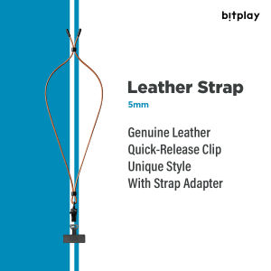Bitplay Leather Strap 5mm Adjustable Universal Crossbody Genuine Nappa Leather Mobile Phone Case Lanyard Rope With Anti-lost Quick-Release Metal Hardware Clip (Strap Adapter Included)