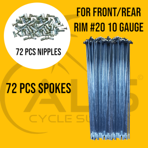 SPOKES / RAYOS AND NIPPLE 195mm x 10g GALVANIZE STEEL FOR (RIM #20) BIKE PARTS