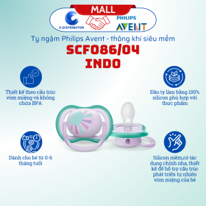 Ty ngậm thông khí Philips Avent Ultra Air SCF086/03/04 - Cho bé từ 0-6 tháng tuổi Thông khí siêu mềm - Hàng chính hãng