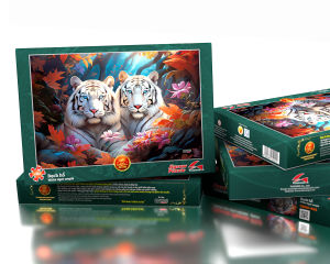 Tranh ghép hình trong vài phút - Tranh xếp hình cao cấp tia sáng - Tranh ghép hình 925 mảnh  - 002-Bạch Hổ