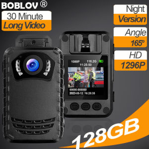 BOBLOV N9 Body Mini Action Sport Camera HD 1296P 256GB 2600mAh  Night Vision 10H Recording 165° Lens DVR Video Audio Recorder BodyCam Camcorder Wearable Portable Police Camera Actioncam Motorcycle Dash Cam for Vlogging