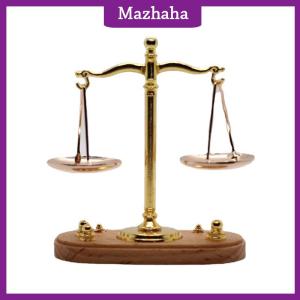 Mazhaha Mini Vintage Balance Scales Ornament Miniature Accessories Antique Justice Scale Model Exquisite Home Decoration Kids Gift