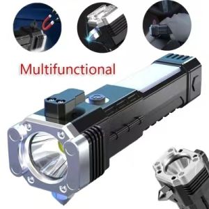 ไฟฉาย LED ค้อนทุบกระจกรถยนต์อเนกประสงค์ไฟข้างแม่เหล็กแรงสูงไฟสำหรับไฟฉุกเฉินกลางแจ้งแคมป์ปิ้งผจญภัย