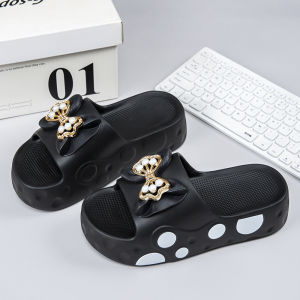 [Free Shipping] Summer Thick-Soled Fashion Height-Increasing Slippers EVA Bowknot Outdoor Wear Thick-Soled Non-Slip Cute Fashion WomenS Slippers