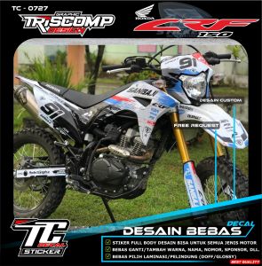 Bisa reques decal stiker motor CRF 150 L fullbody motif brush terbaru custom bebas request - List variasi stiker Honda CRF 150L fullbody Striping Motor CRF 150L new motif brush doreng racing Supermoto bebas reques edit ubah nomor dan nama TC-0727